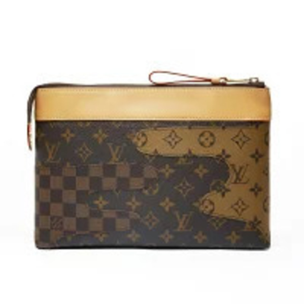 Louis Vuitton Pochette Voyage Spool Clutch Bag Brown
